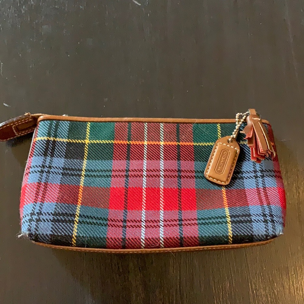 Small plaid Coach make-up bag